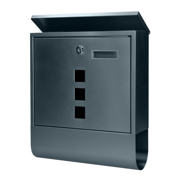 HAITI mailbox with newspaper holder and name plate, galvanized steel, anthracite HAITI mailbox with newspaper holder and name plate, galvanized steel, anthracite